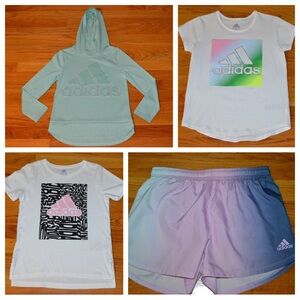 Youth girls Adidas logo shirts/shorts, size S 7/8